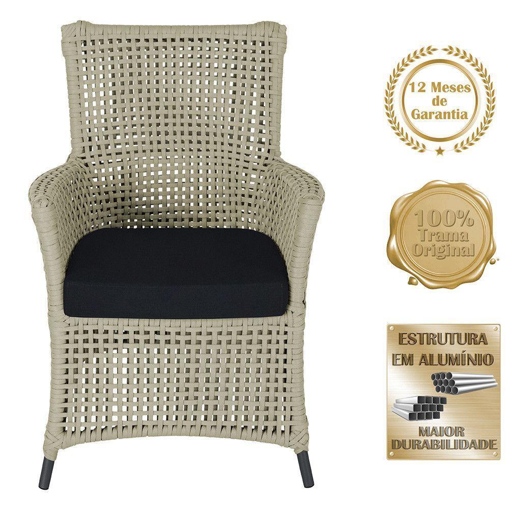 2 Poltronas E 1 Mesa Igapó Alumínio Preta Corda Náutica E12 Rami - 5