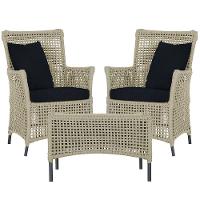 2 Poltronas E 1 Mesa Igapó Alumínio Preta Corda Náutica E12 Rami - 1