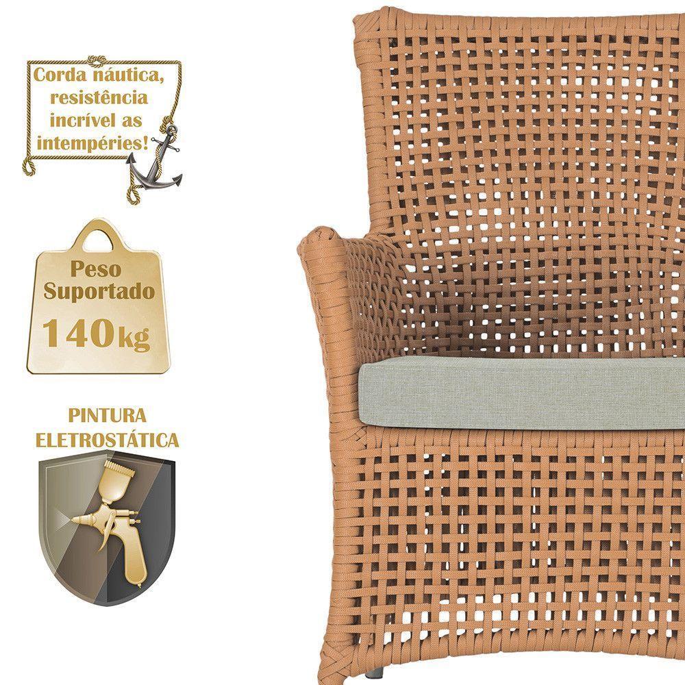 4 Poltronas E 1 Mesa Igapó Alumínio Fendi Corda Náutica E3 Terra Cota - 4