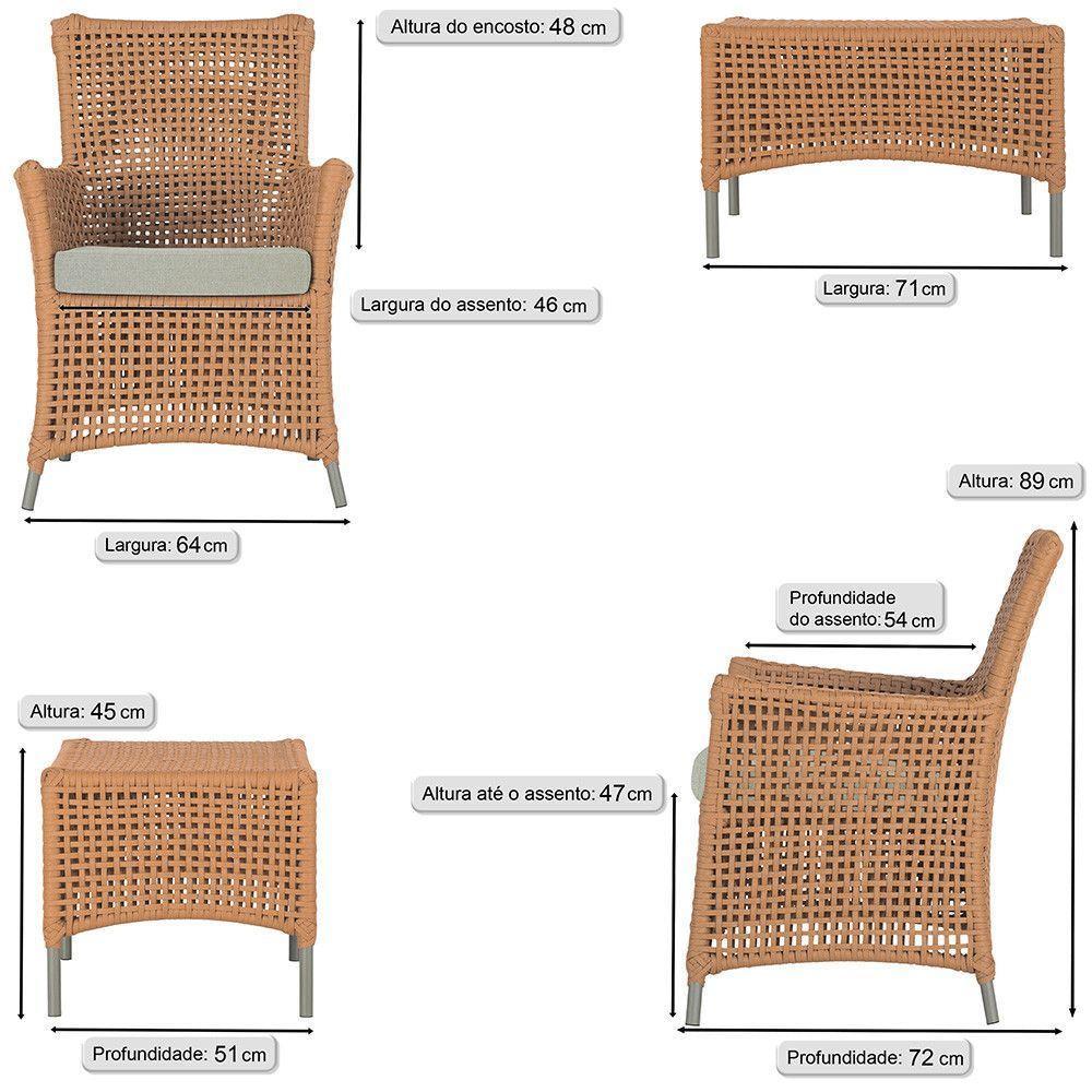 4 Poltronas E 1 Mesa Igapó Alumínio Fendi Corda Náutica E3 Terra Cota - 6