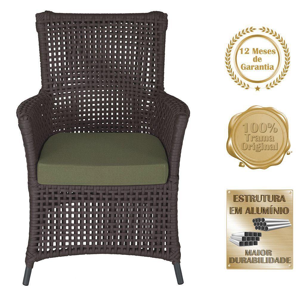 2 Poltronas E 1 Mesa Igapó Alumínio Preta Corda Náutica E13 Marrom - 5