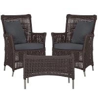 2 Poltronas E 1 Mesa Igapó Alumínio Fendi Corda Náutica E11 Marrom - 1