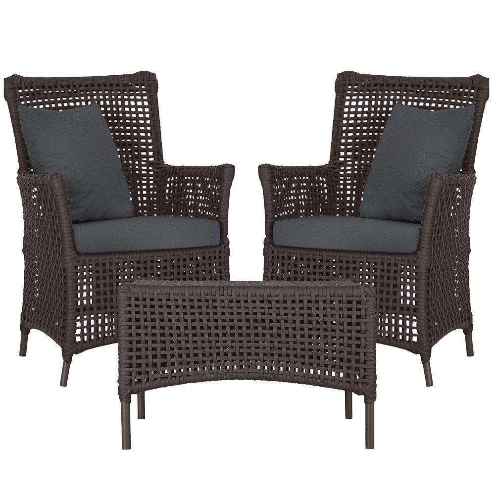 2 Poltronas E 1 Mesa Igapó Alumínio Marrom Corda Náutica E11 Marrom - 1