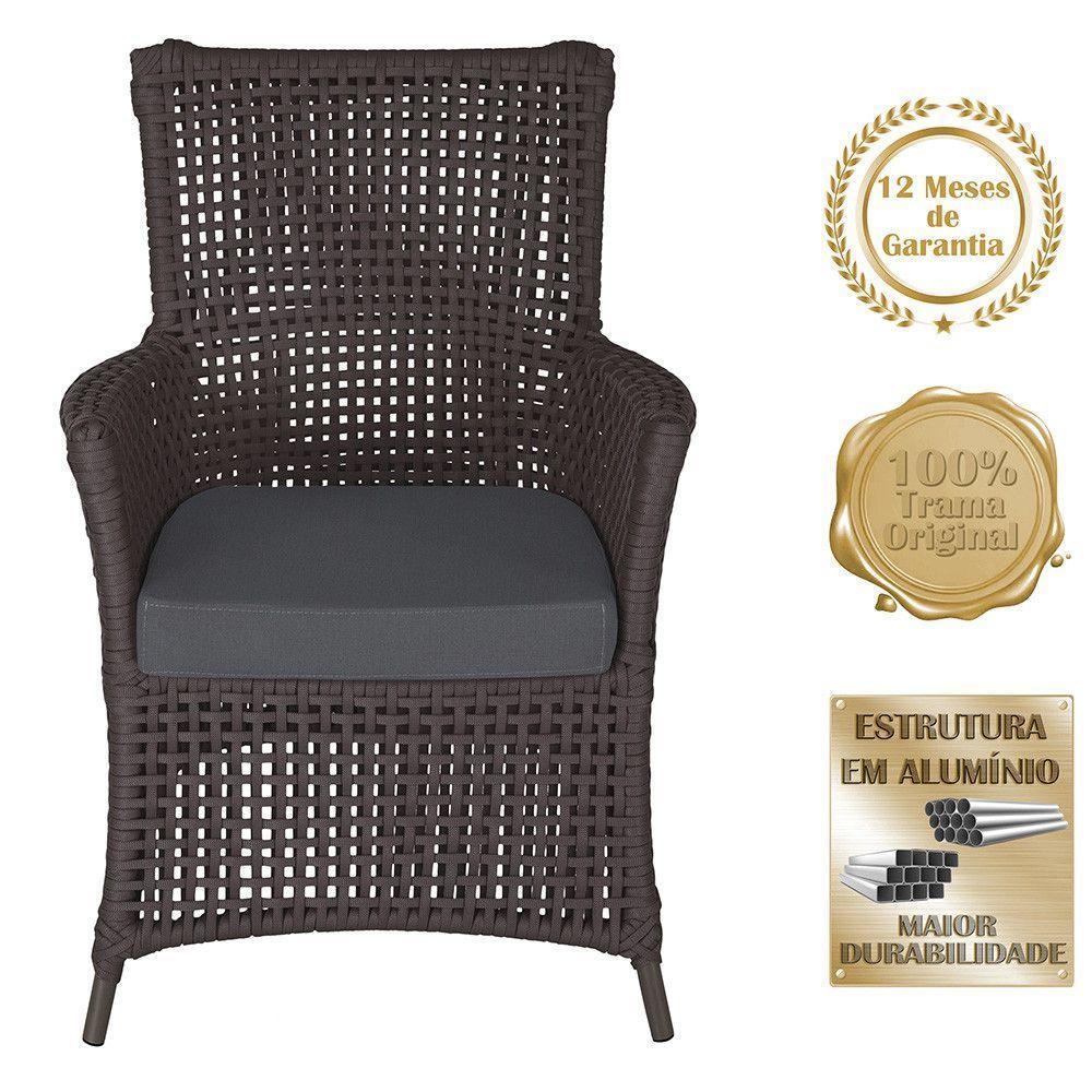 2 Poltronas E 1 Mesa Igapó Alumínio Marrom Corda Náutica E11 Marrom - 5