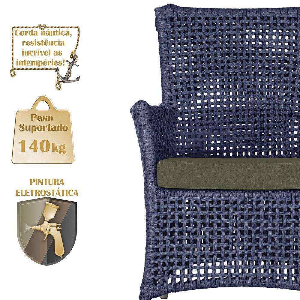 2 Poltronas E 1 Mesa Igapó Alumínio Fendi Corda Náutica E13 Azul - 4