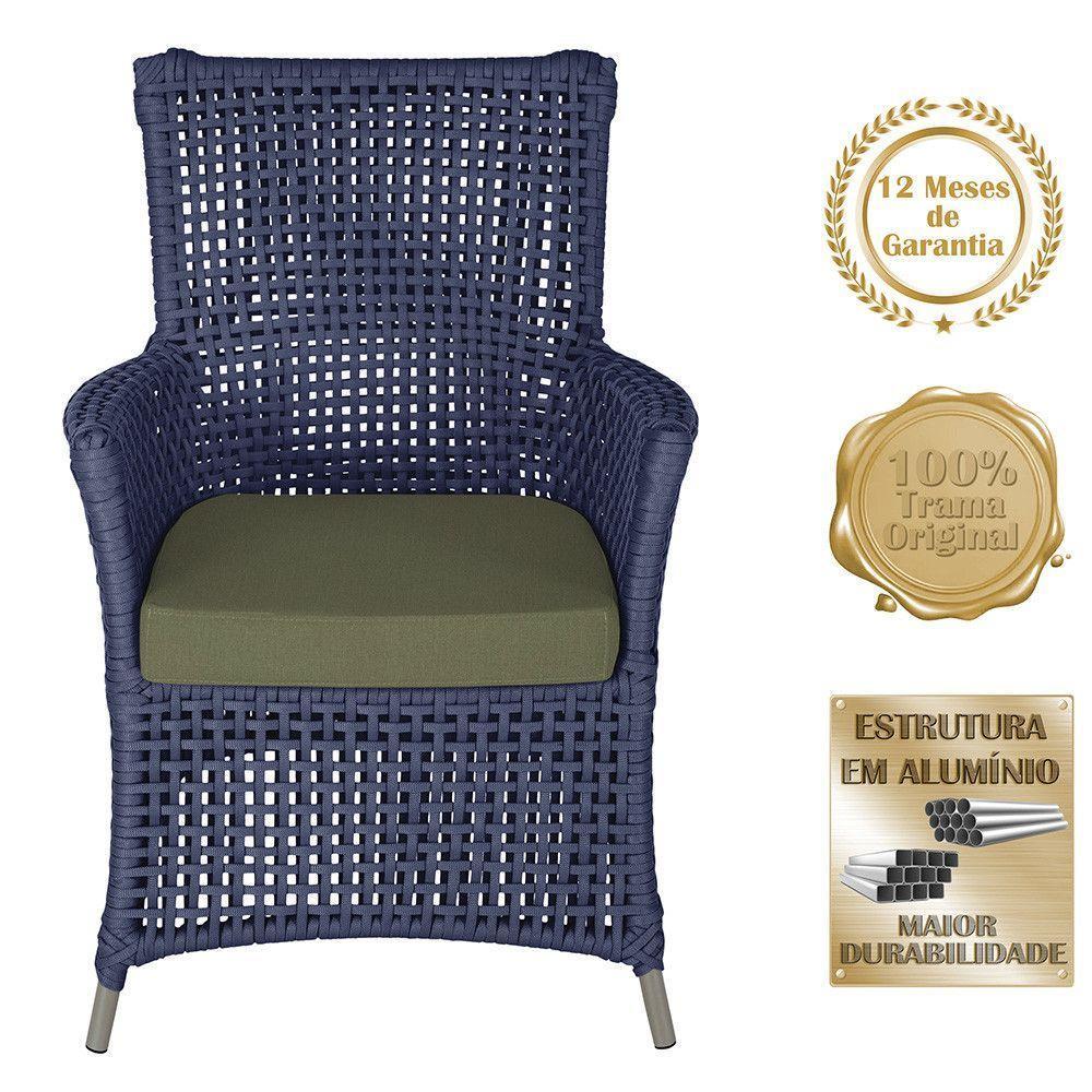 2 Poltronas E 1 Mesa Igapó Alumínio Fendi Corda Náutica E13 Azul - 5