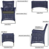 2 Poltronas E 1 Mesa Igapó Alumínio Fendi Corda Náutica E13 Azul - 6