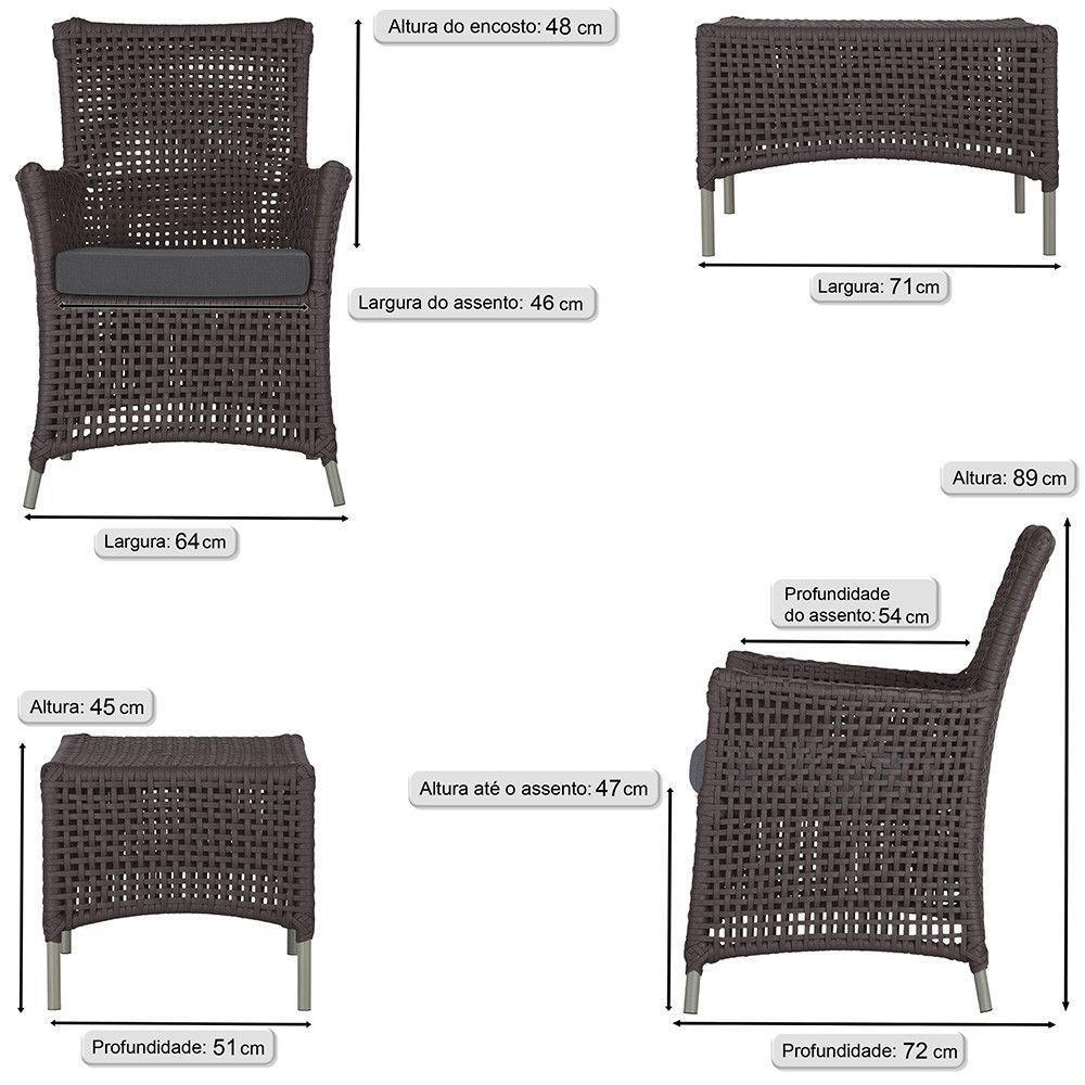 4 Poltronas E 1 Mesa Igapó Alumínio Fendi Corda Náutica E11 Marrom - 6