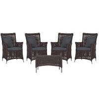 4 Poltronas E 1 Mesa Igapó Alumínio Fendi Corda Náutica E11 Marrom - 1