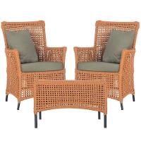 2 Poltronas E 1 Mesa Igapó Alumínio Preta Corda Náutica E8 Terra Cota - 1