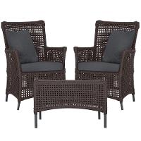 2 Poltronas E 1 Mesa Igapó Alumínio Preta Corda Náutica E11 Marrom - 1