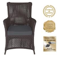 4 Poltronas E 1 Mesa Igapó Alumínio Marrom Corda Náutica E11 Marrom - 5