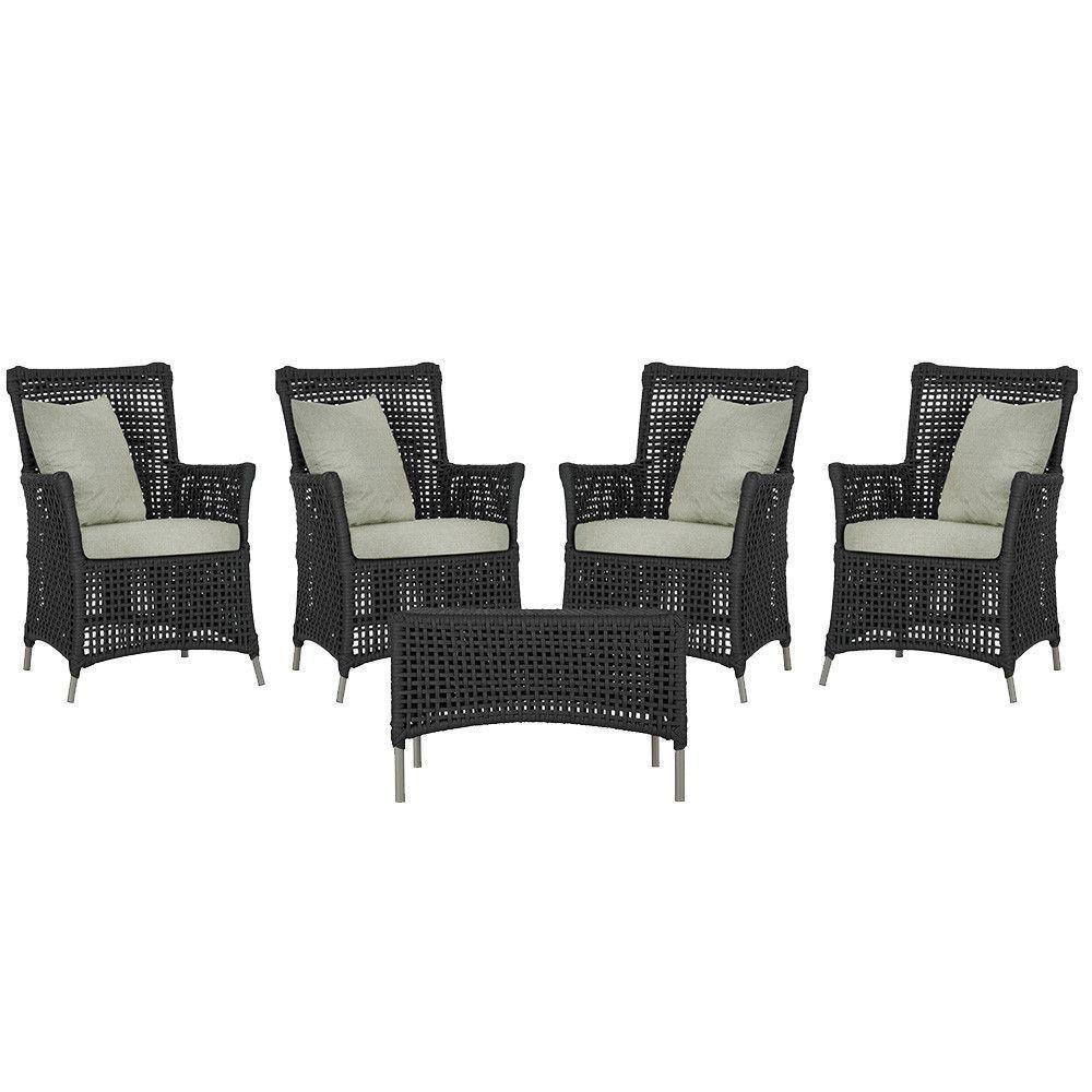 4 Poltronas E 1 Mesa Igapó Alumínio Fendi Corda Náutica E3 Preto - 1