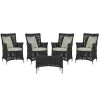 4 Poltronas E 1 Mesa Igapó Alumínio Fendi Corda Náutica E3 Preto - 1