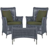 2 Poltronas E 1 Mesa Igapó Alumínio Fendi Corda Náutica E13 Prata - 1