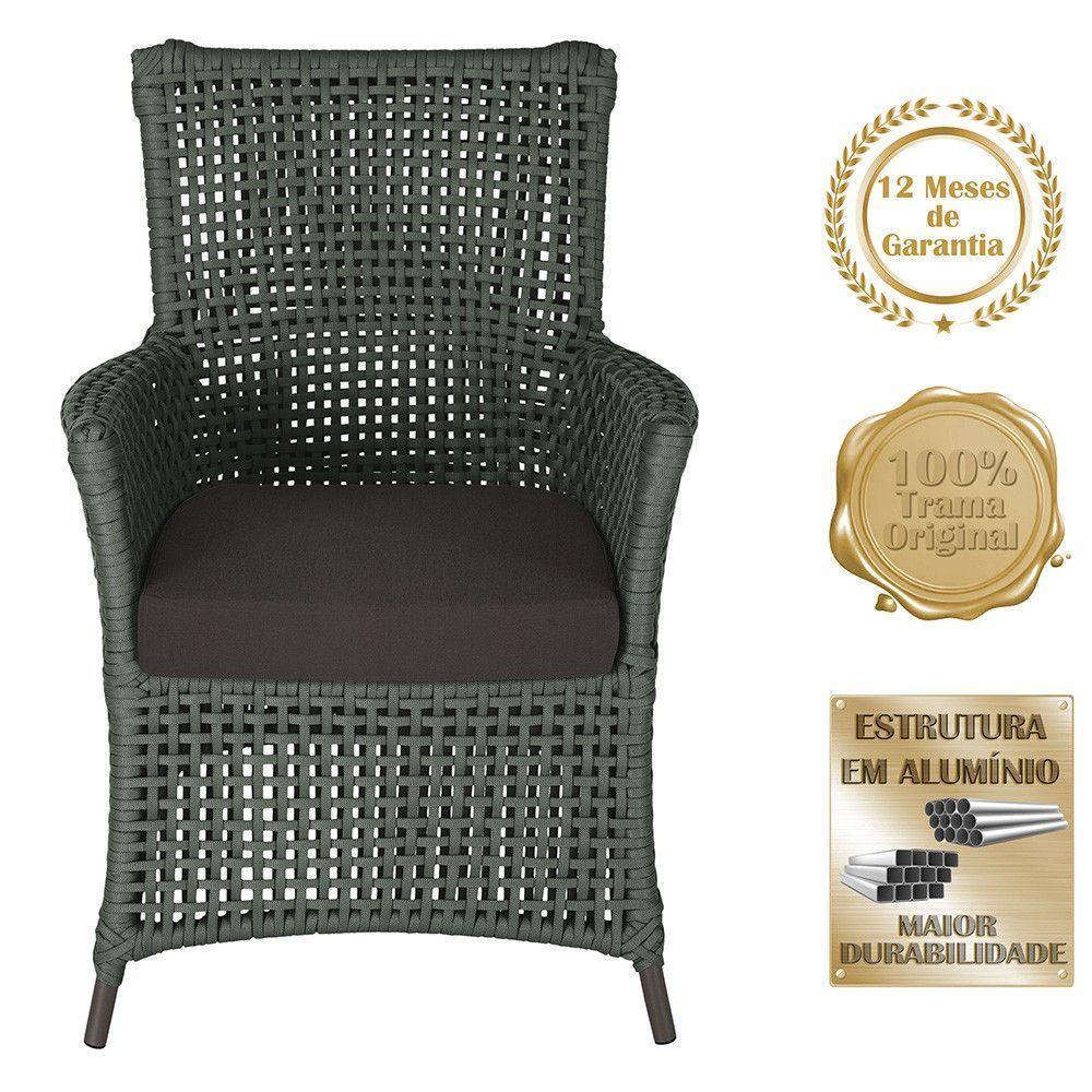 2 Poltronas E 1 Mesa Igapó Alumínio Marrom Corda Náutica E9 Verde - 2