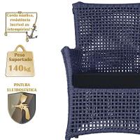 2 Poltronas E 1 Mesa Igapó Alumínio Marrom Corda Náutica E12 Azul