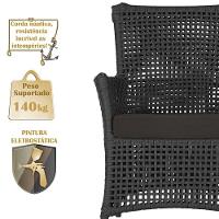 2 Poltronas E 1 Mesa Igapó Alumínio Marrom Corda Náutica E9 Preto