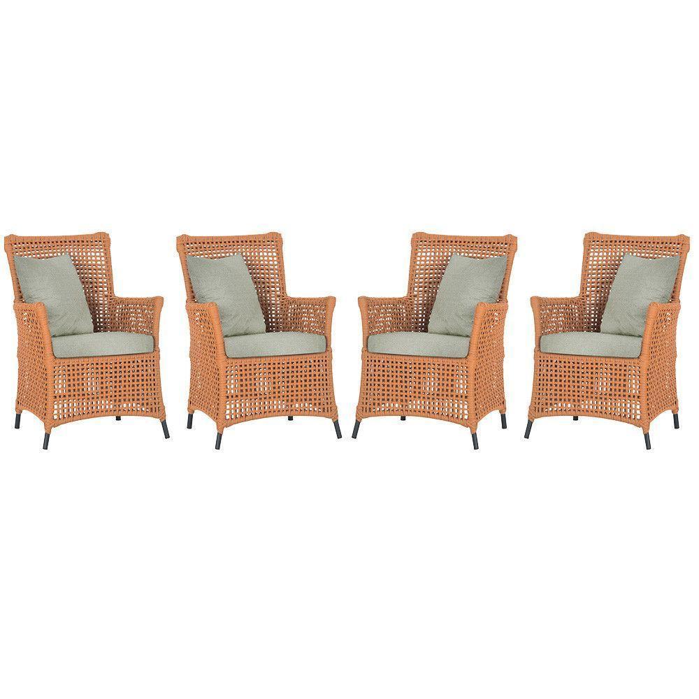 4 Poltronas Igapó Alumínio Pintura Preta Corda Náutica E3 Terra Cota - 1