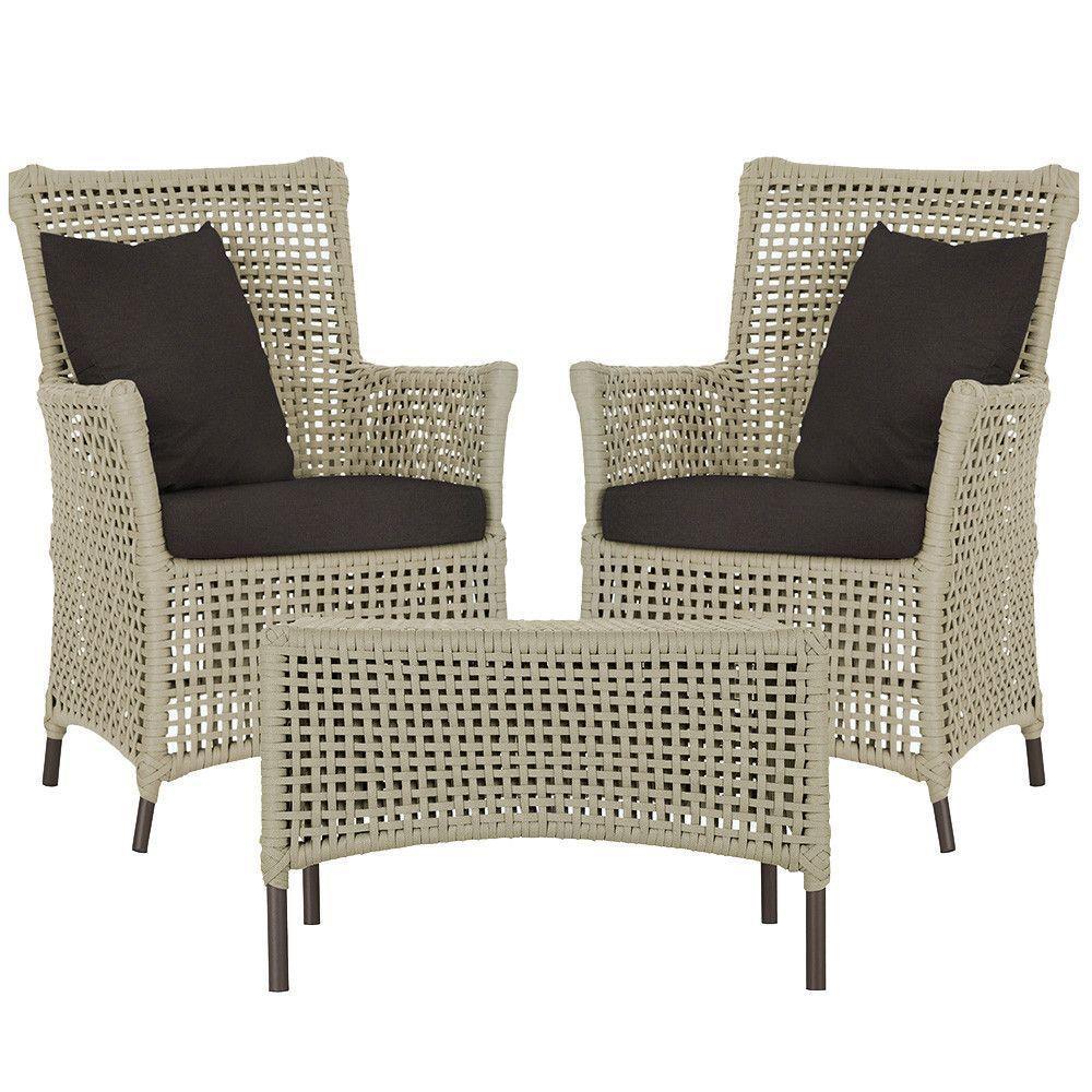 2 Poltronas E 1 Mesa Igapó Alumínio Marrom Corda Náutica E9 Rami - 1