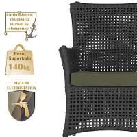 2 Poltronas E 1 Mesa Igapó Alumínio Fendi Corda Náutica E13 Preto