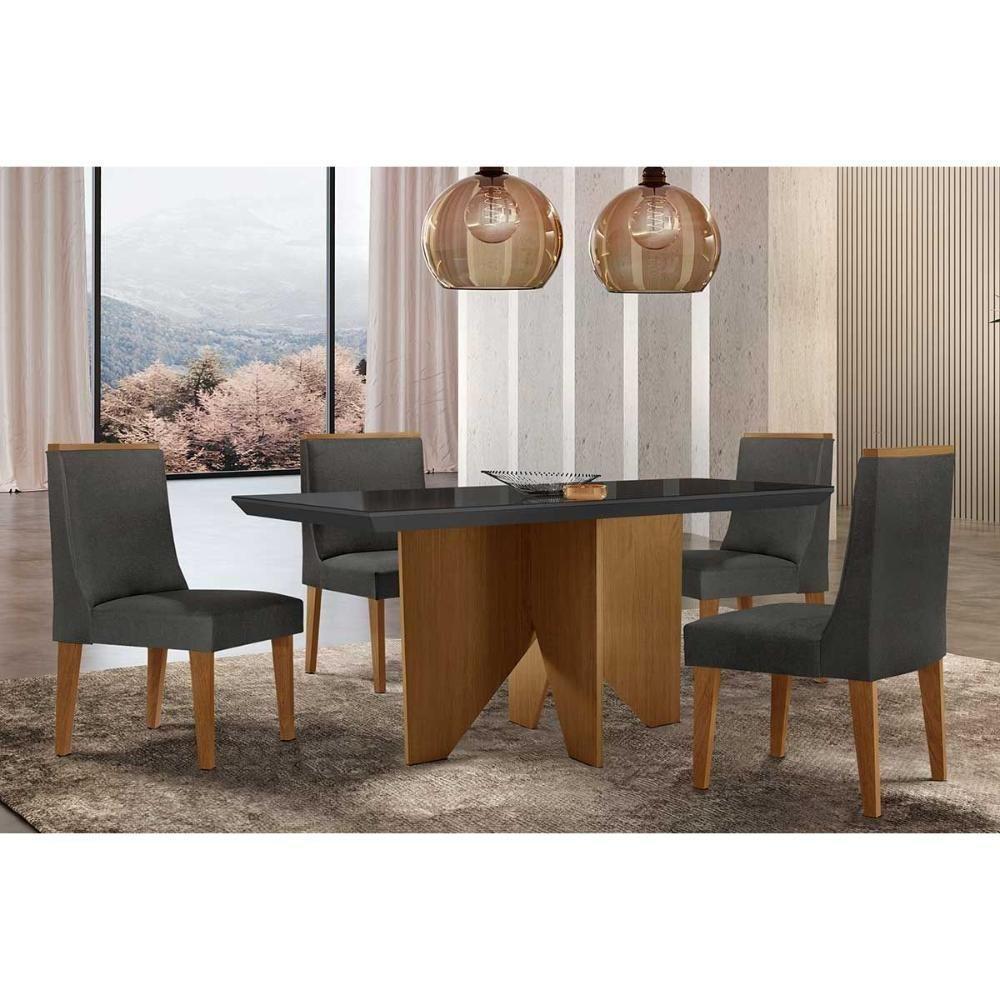 Mesa de Sala Jantar Nevada c/Tampo Madeirado Canto Curvo 120x80cm Imbuia/Off White - Rufato - 2