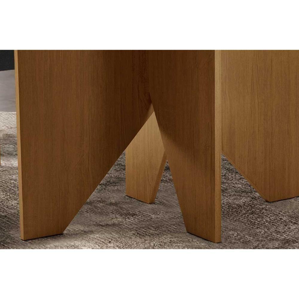 Mesa de Sala Jantar Nevada c/Tampo Madeirado Canto Curvo 120x80cm Imbuia/Off White - Rufato - 3