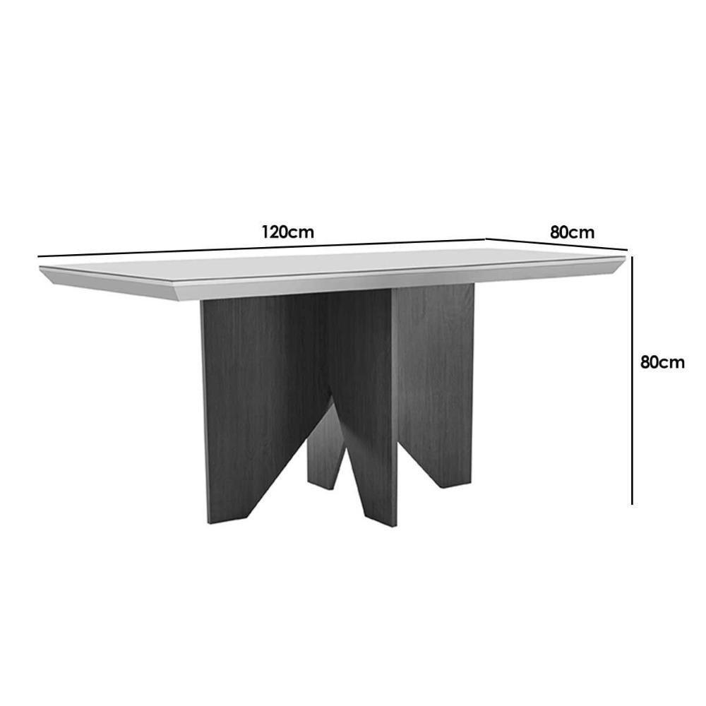 Mesa de Sala Jantar Nevada c/Tampo Madeirado Canto Curvo 120x80cm Imbuia/Off White - Rufato - 5