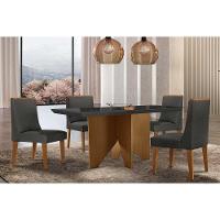 Mesa de Sala Jantar Nevada c/Tampo Madeirado Canto Curvo 120x80cm Imbuia/Off White - Rufato - 2