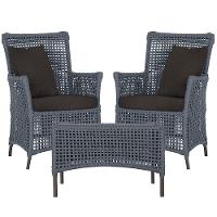 2 Poltronas E 1 Mesa Igapó Alumínio Marrom Corda Náutica E9 Prata - 1