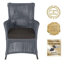 2 Poltronas E 1 Mesa Igapó Alumínio Marrom Corda Náutica E9 Prata - 5