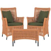 2 Poltronas E 1 Mesa Igapó Alumínio Preta Corda Náutica E13 Terra Cota - 1