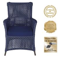 4 Poltronas E 1 Mesa Igapó Alumínio Marrom Corda Náutica E10 Azul - 5