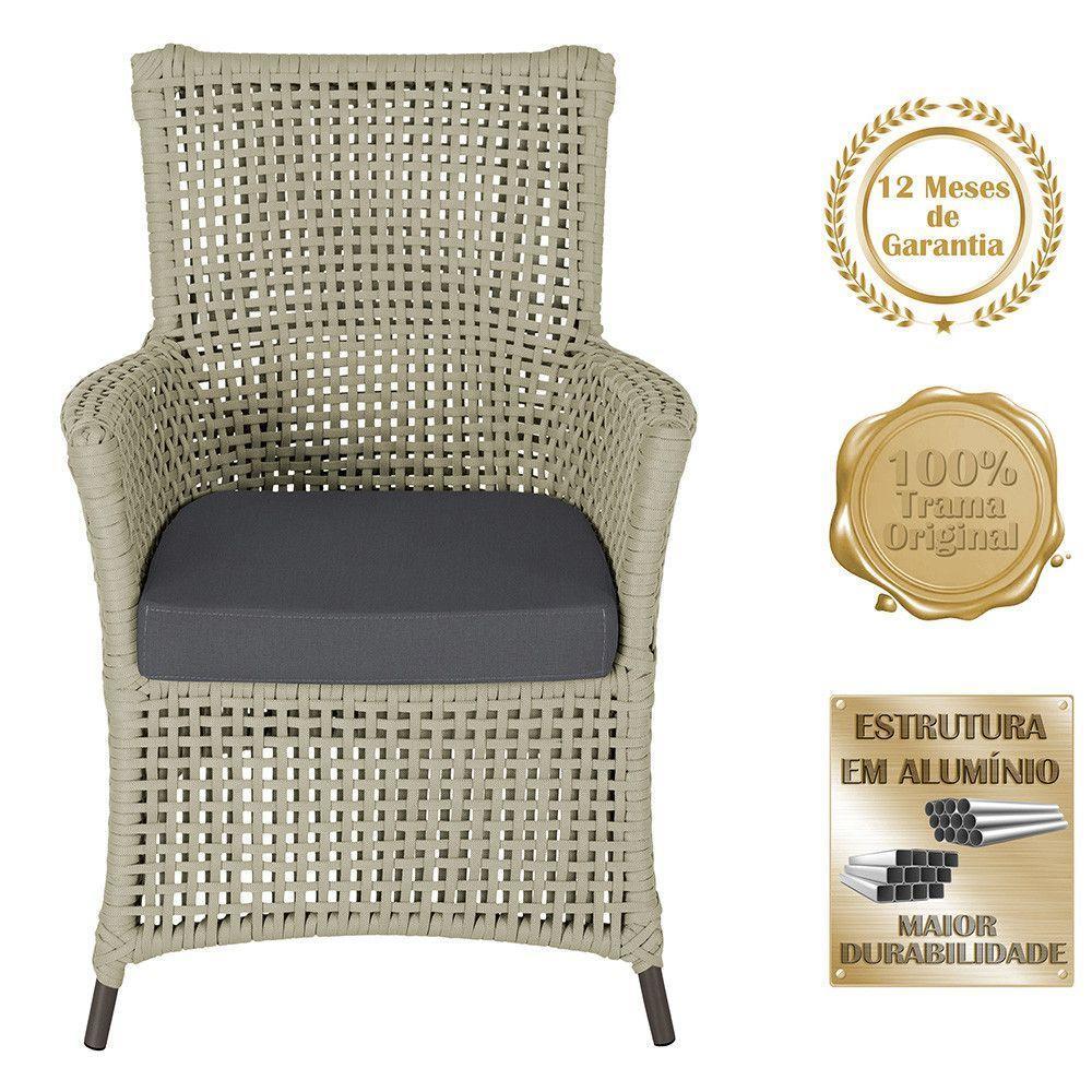 4 Poltronas E 1 Mesa Igapó Alumínio Marrom Corda Náutica E11 Rami - 5