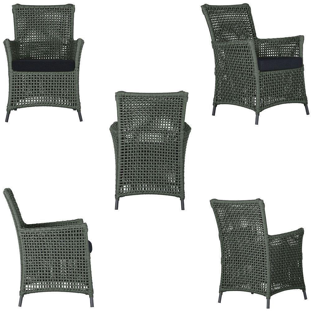 4 Poltronas E 1 Mesa Igapó Alumínio Preta Corda Náutica E12 Verde - 2