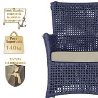 4 Poltronas E 1 Mesa Igapó Alumínio Fendi Corda Náutica E7 Azul