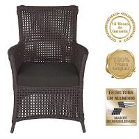 4 Poltronas E 1 Mesa Igapó Alumínio Marrom Corda Náutica E9 Marrom - 3