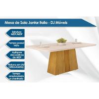 Mesa de Sala Jantar Italia c/Tampo Madeirado Vidro Curvo 170x90cm Cedro/Off White - DJ Móveis - 5