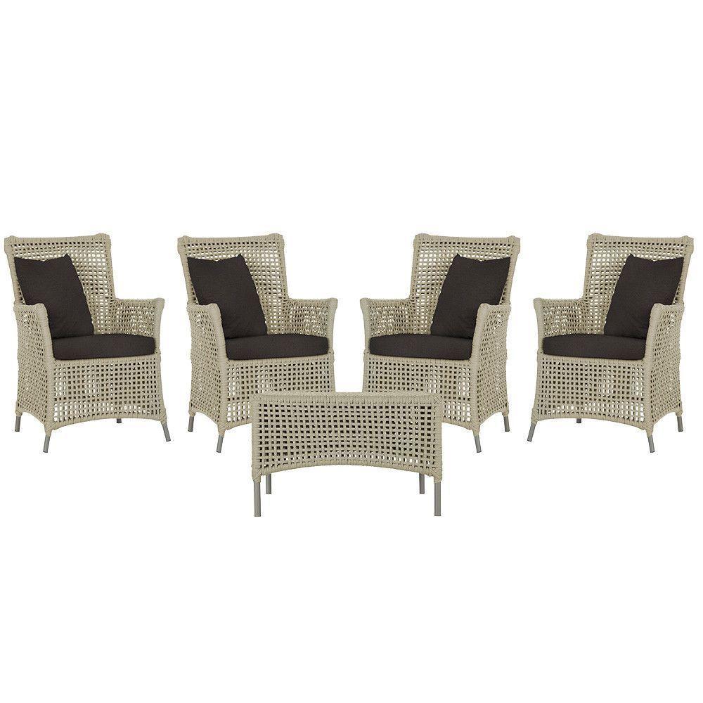 4 Poltronas E 1 Mesa Igapó Alumínio Fendi Corda Náutica E9 Rami - 1