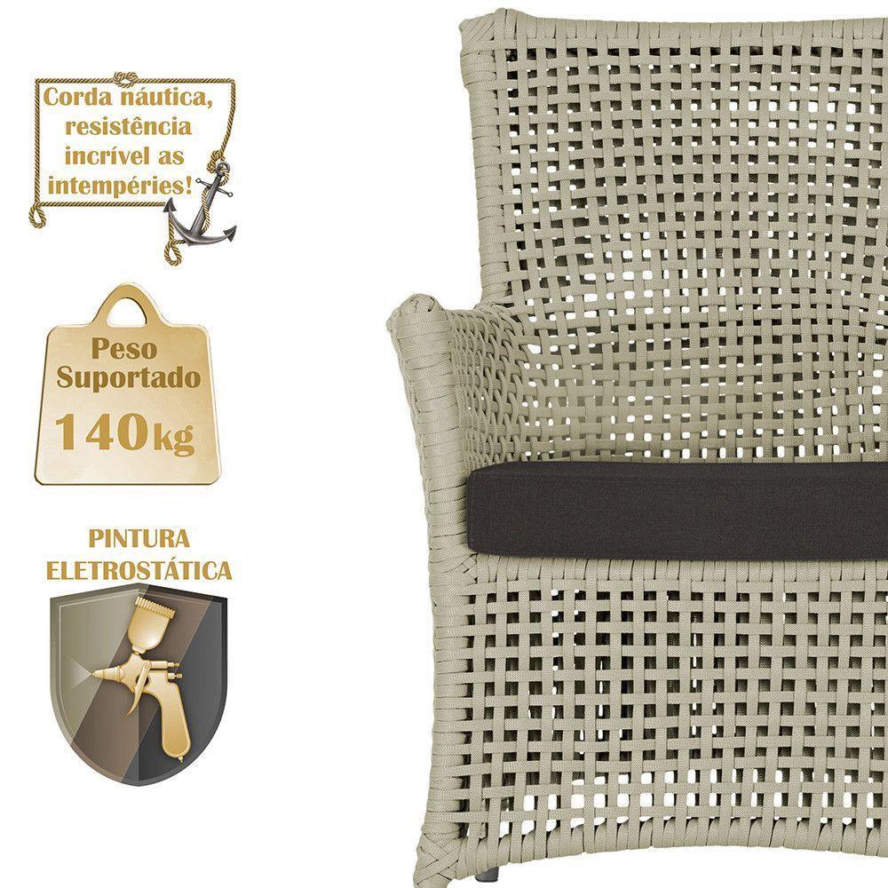 4 Poltronas E 1 Mesa Igapó Alumínio Fendi Corda Náutica E9 Rami - 3