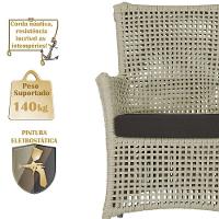 4 Poltronas E 1 Mesa Igapó Alumínio Fendi Corda Náutica E9 Rami - 3