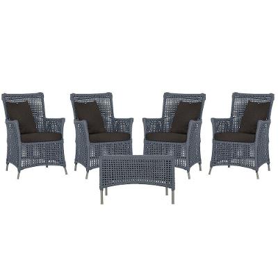 4 Poltronas E 1 Mesa Igapó Alumínio Fendi Corda Náutica E9 Prata