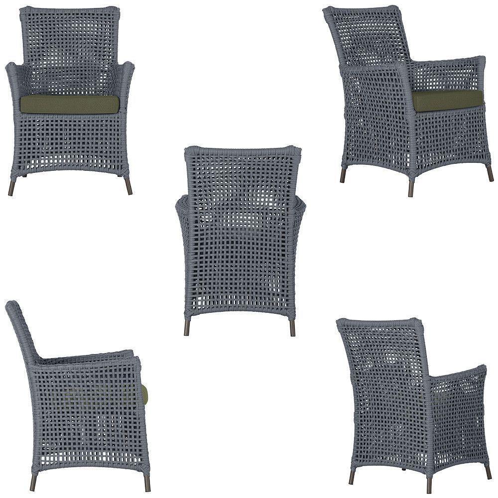 4 Poltronas E 1 Mesa Igapó Alumínio Marrom Corda Náutica E13 Prata - 3