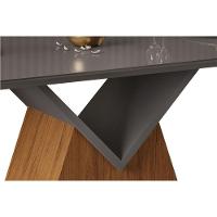 Mesa de Sala Jantar Argo c/Tampo Madeirado Vidro Curvo 136x90cm Cedro/Off White/Off White - DJ Móveis