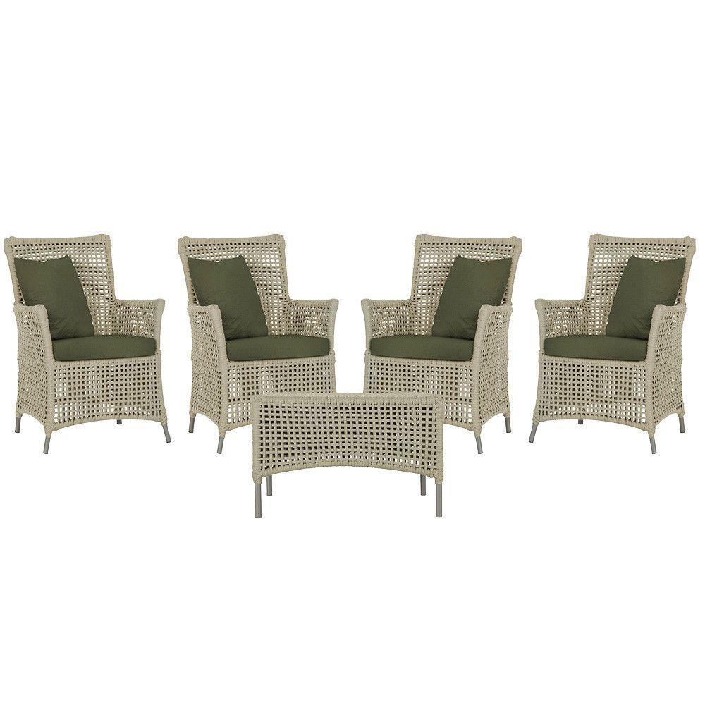 4 Poltronas E 1 Mesa Igapó Alumínio Fendi Corda Náutica E13 Rami - 1