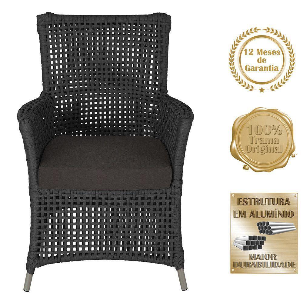 4 Poltronas E 1 Mesa Igapó Alumínio Fendi Corda Náutica E9 Preto - 5