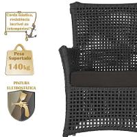 4 Poltronas E 1 Mesa Igapó Alumínio Fendi Corda Náutica E9 Preto