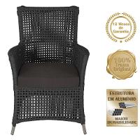 4 Poltronas E 1 Mesa Igapó Alumínio Fendi Corda Náutica E9 Preto - 5