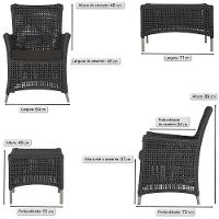 4 Poltronas E 1 Mesa Igapó Alumínio Fendi Corda Náutica E9 Preto - 6