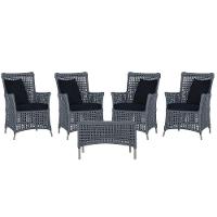 4 Poltronas E 1 Mesa Igapó Alumínio Fendi Corda Náutica E12 Prata - 1